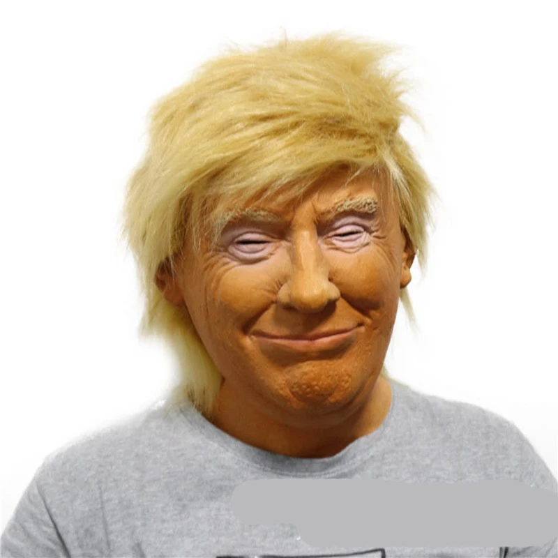 

President Trang Trump Mask Toys Cosplay trump Yellow hair Latex Mask Headgear Funny Character Mask Party Halloween Cos toy gift