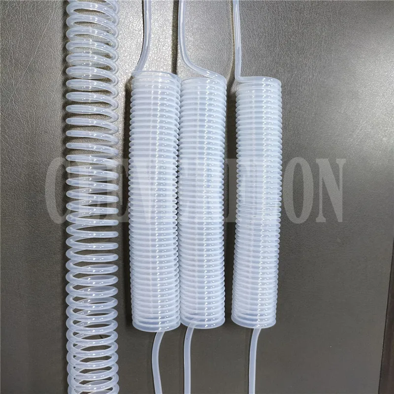 Customized size transparent Chemical resistance fluoro plastic FEP F46 PFA spiral coils tube
