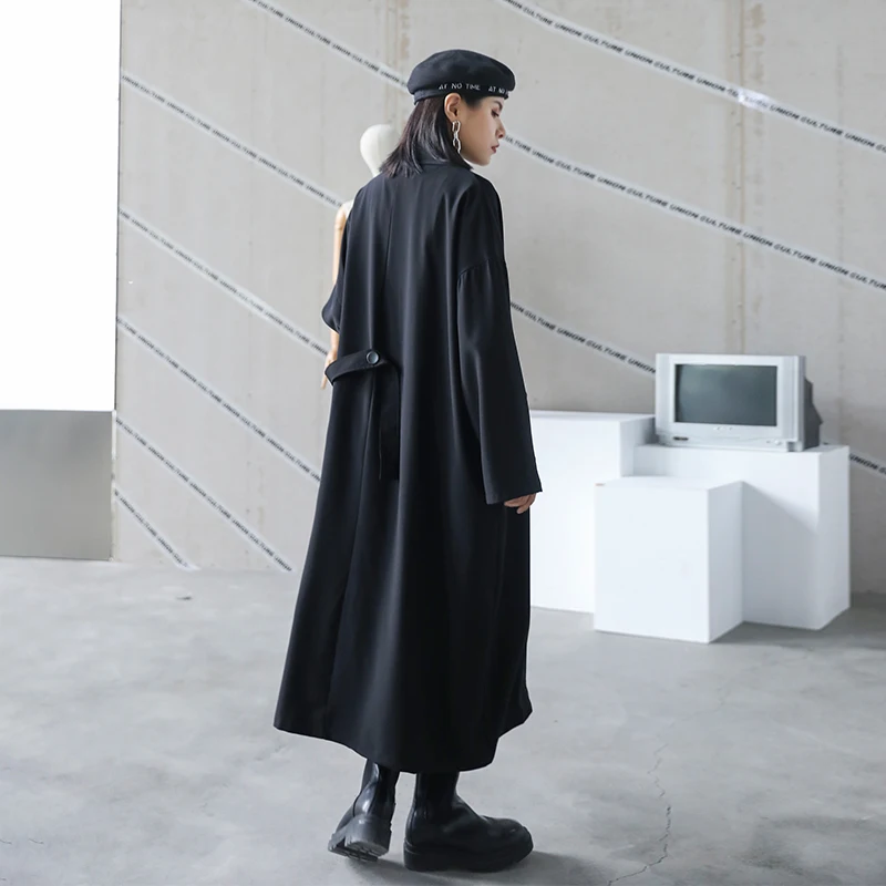 XITAO Pleated Drawstring Trench Women Fashion New