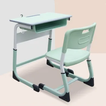 

Children's study table set adjustable desk home classroom school counseling class single desk furniture factory direct