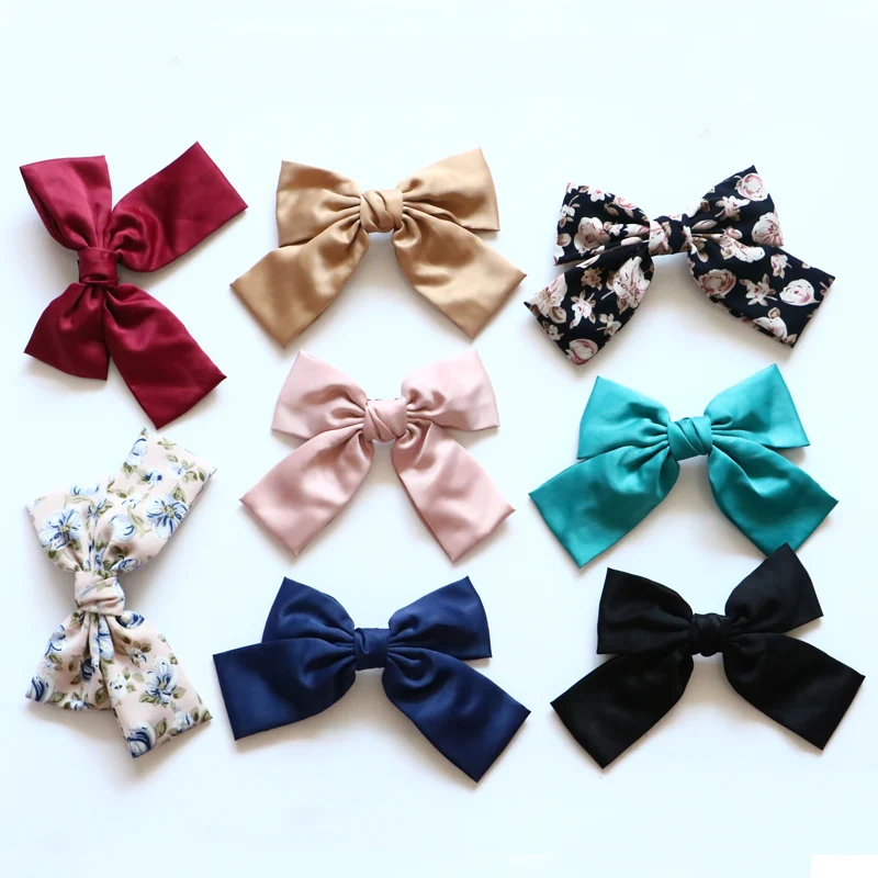 8pcs/lot  Big Bow Knot Hair Clips for Women Nylon Butterfly Bow Hairpin Girl Hair Accessories for Ladies Bow knot Hairpins woman silver five pointed star and love design hair claws ladies fashion washing face hair clips hairpins girls hair accessories