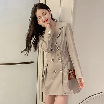 

Women Pleated Long-sleeved Blazers Small Waist Slim 2019 New Autumn Women's Clothing Long Blazers Long Sleeeve Suits