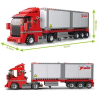 City Truck Vehicle Pickup Heavy Cargo Transport Model Building Blocks Machinery Shop Van Creative Carriage Harvester Car Kid Toy 3