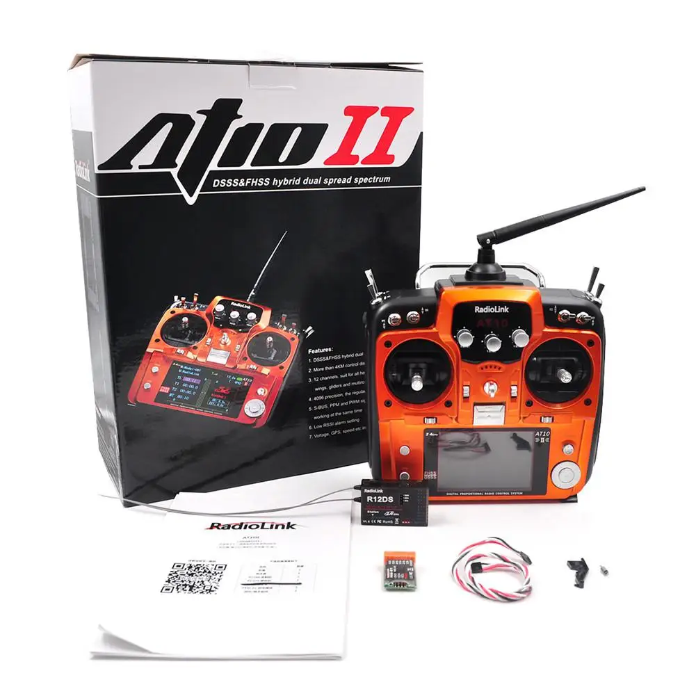 

Radiolink AT10II 12CH RC Transmitter and Receiver R12DS 2.4GHz DSSS&FHSS Spread Radio Remote Controller for RC Drone/Fixed