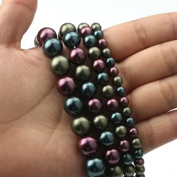 

Blue Purple Green Shell Pearl Beads Round Loose Spacer Beads For DIY Jewelry Making Bracelet Charm Accessories 15'' 6 8 10 12mm