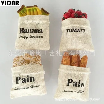 

VIDAR Creative French Tomato Tomato Burlap Bag Bread Baguette Simulation Egg Resin Stereo Refrigerator Magnet