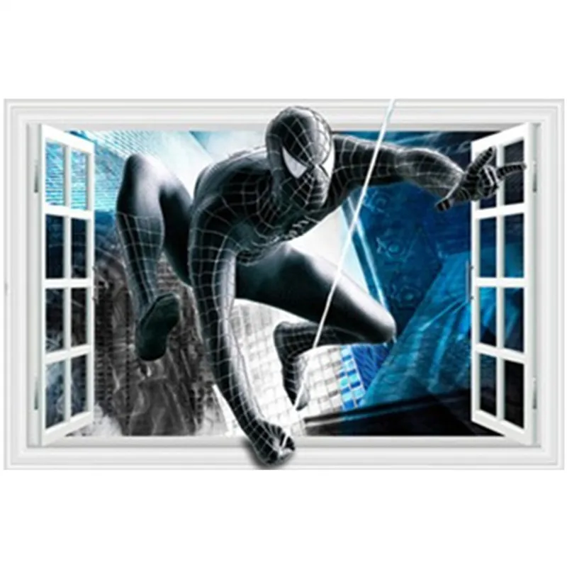 3d наклейки на стены Человек паук поддельные окна супергерои Мстители постер из
