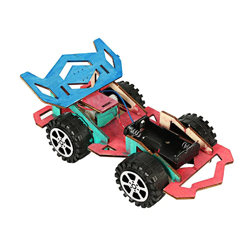 

Young STUDENT'S Science And Technology Small Production Invention DIY Assembly Wood Electric Race Car Model Science Experiment T