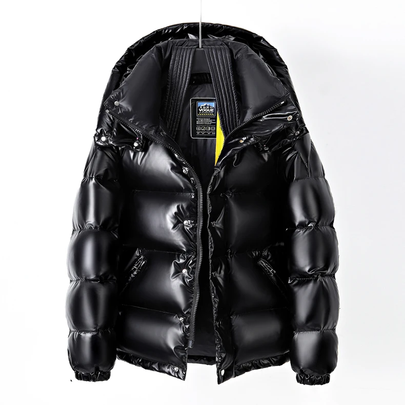 long black puffer coat European Station New Winter Men's Glossy Short Thick down Jacket Men's Handsome Warm Fashion Brand Coat down coat