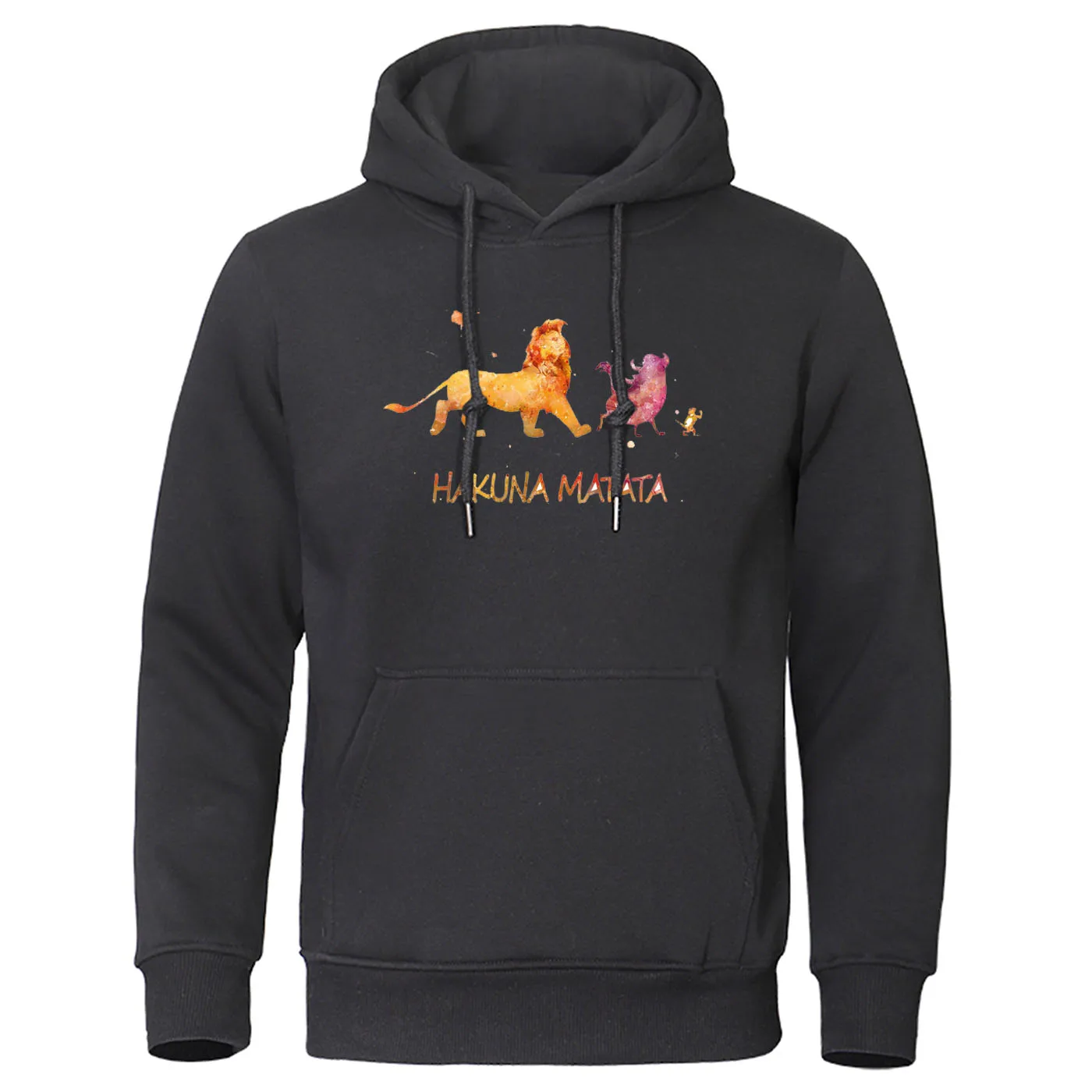 HAKUNA MATATA, мужские толстовки,, Осень-зима, пуловер, с рисунком короля льва, с рисунком, Повседневная Толстовка, homme, уличная одежда, мужская толстовка с капюшоном