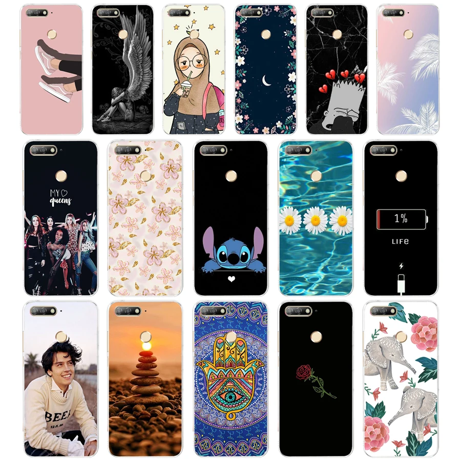

J Silicone TPU Case For Huawei Y6 2018 Cover Pattern Phone Case For Huawei Y6 Prime 2018 Case Cover For Huawei Y6 Y 6 Prime 2018