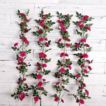 

Silk Flower Rattan Strip Wisteria Flower Vine DIY Craft Fake Flowers Plants for Wedding Decoration Home Garden Party Kids Room