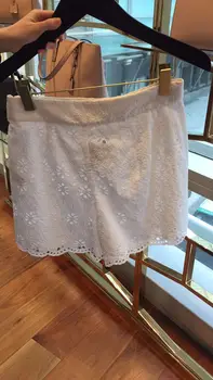 

17 Summer Women's Wear Hollow Out Embroidery Women's Shorts Pure Cotton Joker 7905