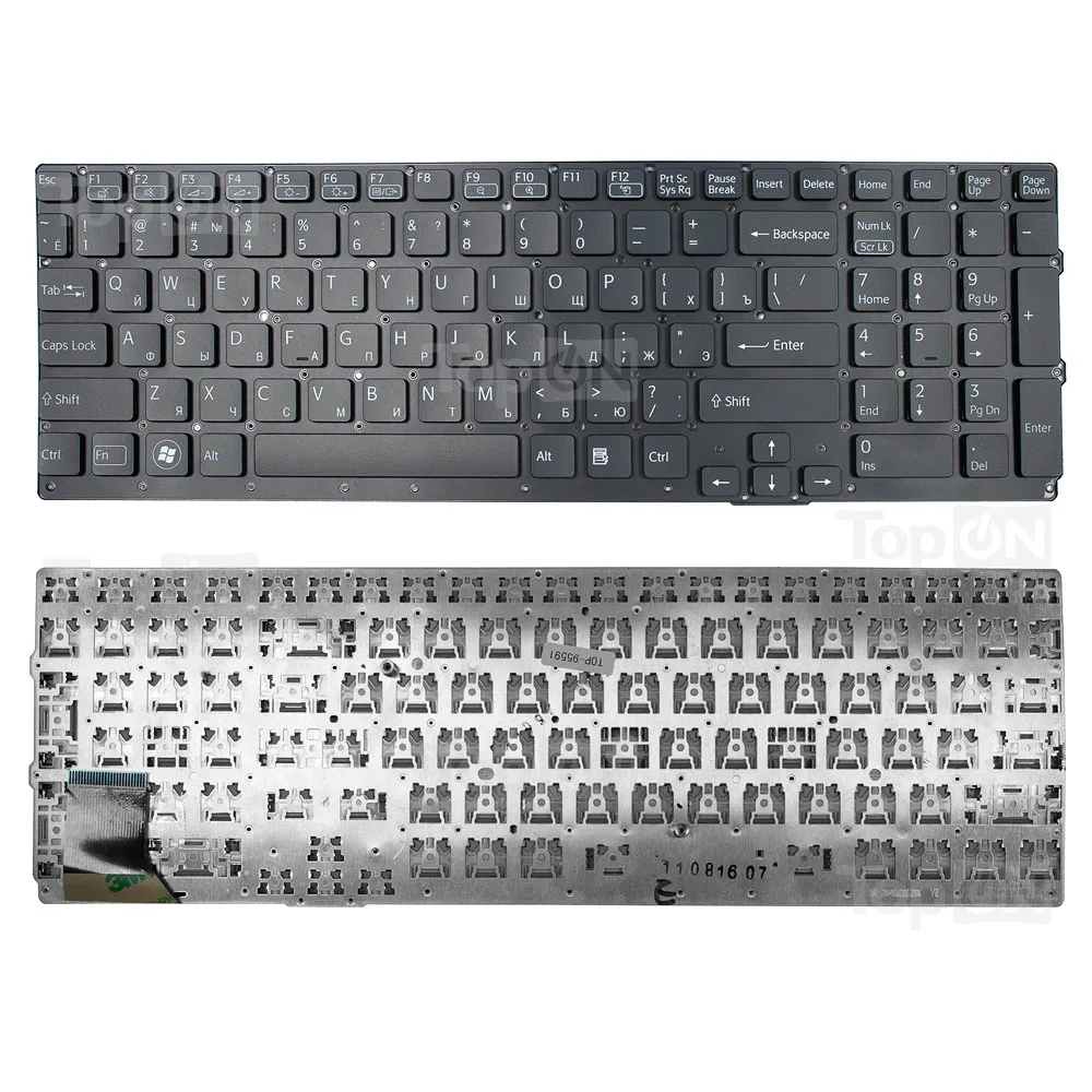 Клавиатура для ноутбука Sony Vaio VPC-SE Series. Плоский Enter. Черная без рамки. PN: 9Z.N6CBF.20R. |