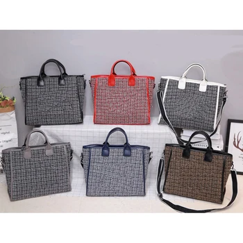 

With Logo New Bags for Women Simple and Versatile Fashion Two-Piece One-Shoulder Portable Canvas Bag Shopping Bag