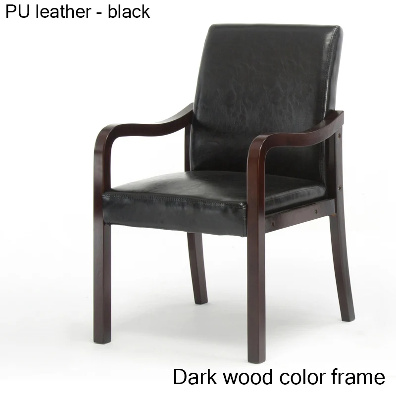PU leather-black Современной плотной древесины столовая для обеденного стула ткань офисная Конференция ресторанное кресло с подлокотниками дома исследование гостиной стул из твердой древесины - Цвет: PU leather-black
