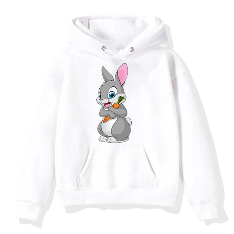 Hoodies 9 Толстовки с капюшоном для мальчиков и девочек с принтом кролика; детская осенне-зимняя одежда черного цвета; толстовки с капюшоном для малышей; Детские Бархатные Топы - Цвет: Hoodies 9