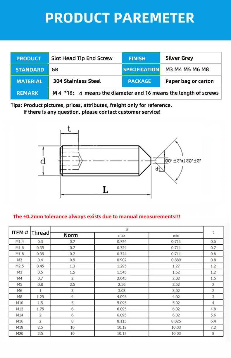 304 Flat hex head flat end 1