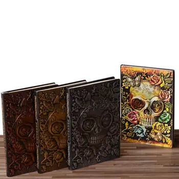 

Creative Skull Flower Embossed A5 Leather Notebook Journal Notepad Travel Diary Planner School Office Supplies