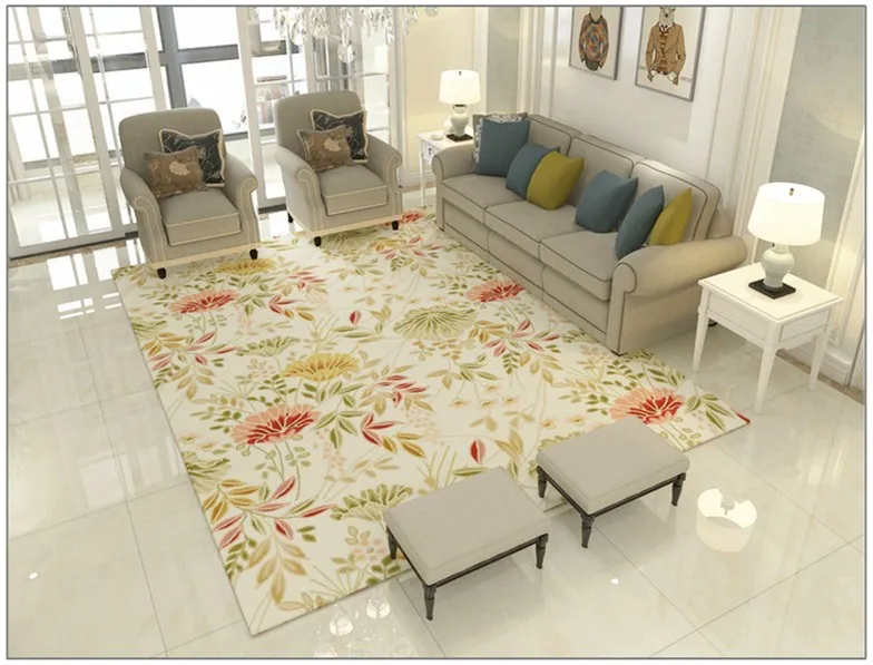European classical jacquard rug living room bedroom bedside flower mat coffee table sofa study washable decorative home rug - Цвет: 17