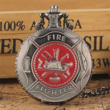 Сувенир подвеска карманные часы пожарный дизайн серый ретро Цепочки и ожерелья Подвесные часы, антиквариатные карманные часы подарки 30/80 см цепи