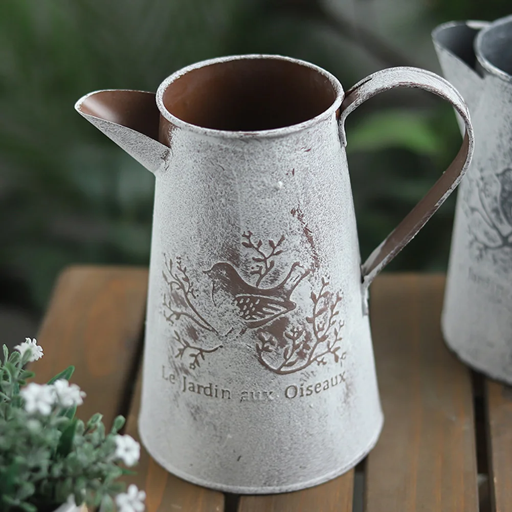 Flower Bucket Accessories Shop Holder Watering Can Decoration Iron Sheet Craft Vases Vintage Garden Home Ornaments