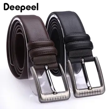 

Deepeel 1pc 3.8cm*110-120cm Mens Genuine Leather Belts Pattern Pin Buckle Hige Quality Designer Waistband Business Gift YK766