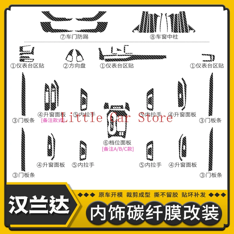 

For Toyota Highlander 15-20 Car Carbon Fiber Center Console Interior Modification Decorative Film Sticker Car Accessories