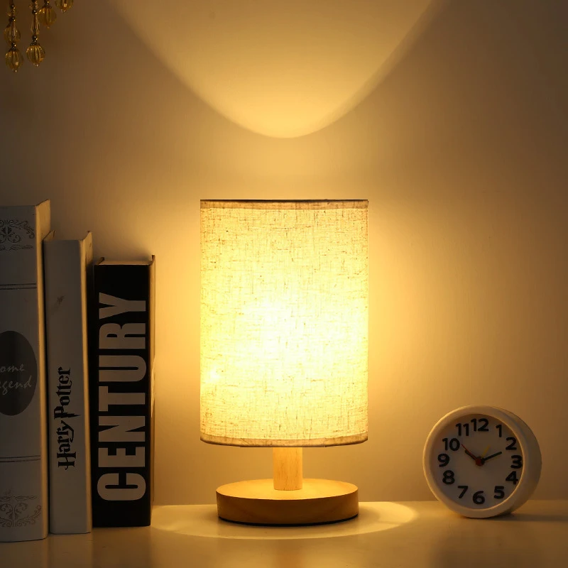 

USB Table Lamp Bedside Wood Night Light Warm White Bedroom Living Room Study Room Decor Nightstand Lamps Home Decoration