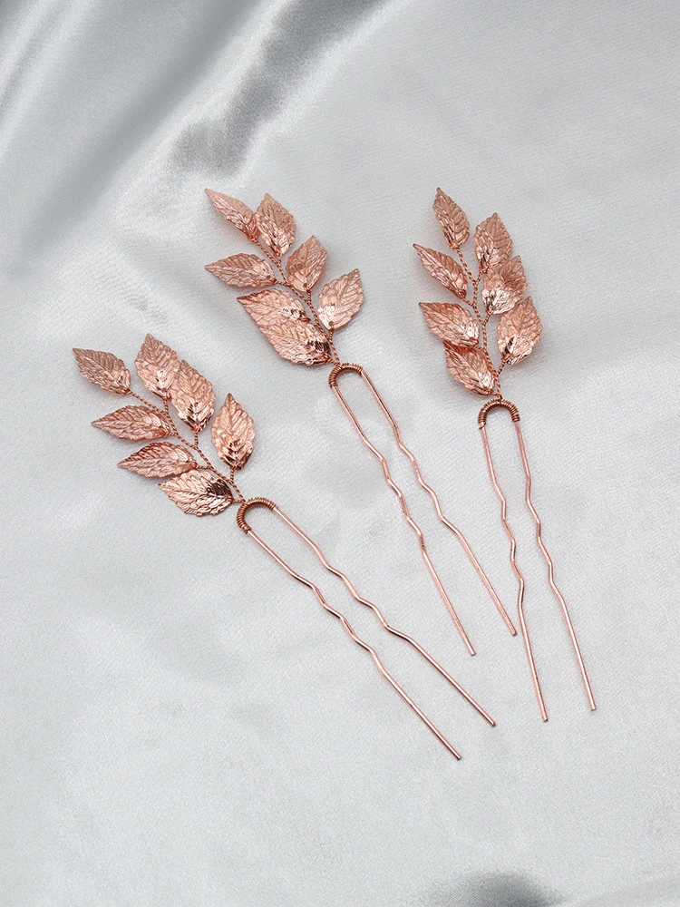 Bridal Hair Accessories Vintage Gold Leaf Hair Pin Elegant Women Hairpiece Casual Hair Clip Jewelry for Bride Wedding