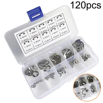 

120Pcs Fastener Kit E-Clip Retaining Ring Assortment Set Industrial Hardware Corrosion Resistance Washers