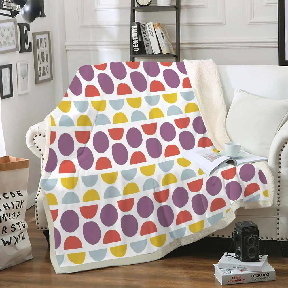 Абстрактная Геометрическая кровать одеяло полоса круг узор шерстяное одеяло портативный уютный бросок домашнее полотенце для дивана кровать путешествия - Цвет: Color-1