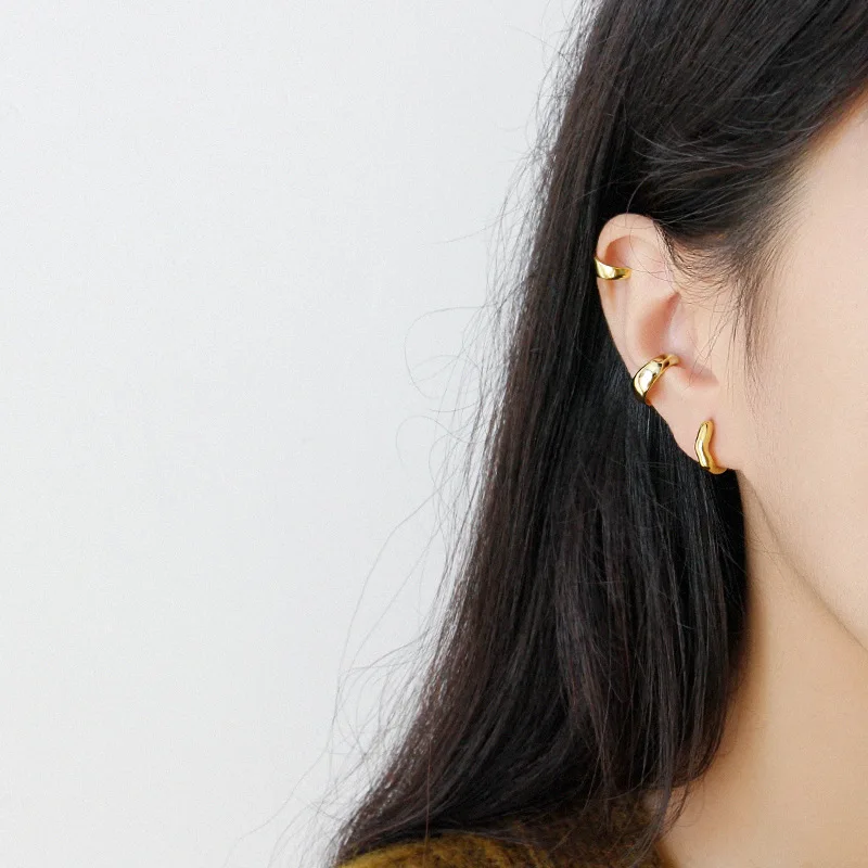 

Silvology 925 Sterling Silver Irregular Wave Hoop Earringssimple Chic Texture French Style Earrings for Women 925 Office Jewelry