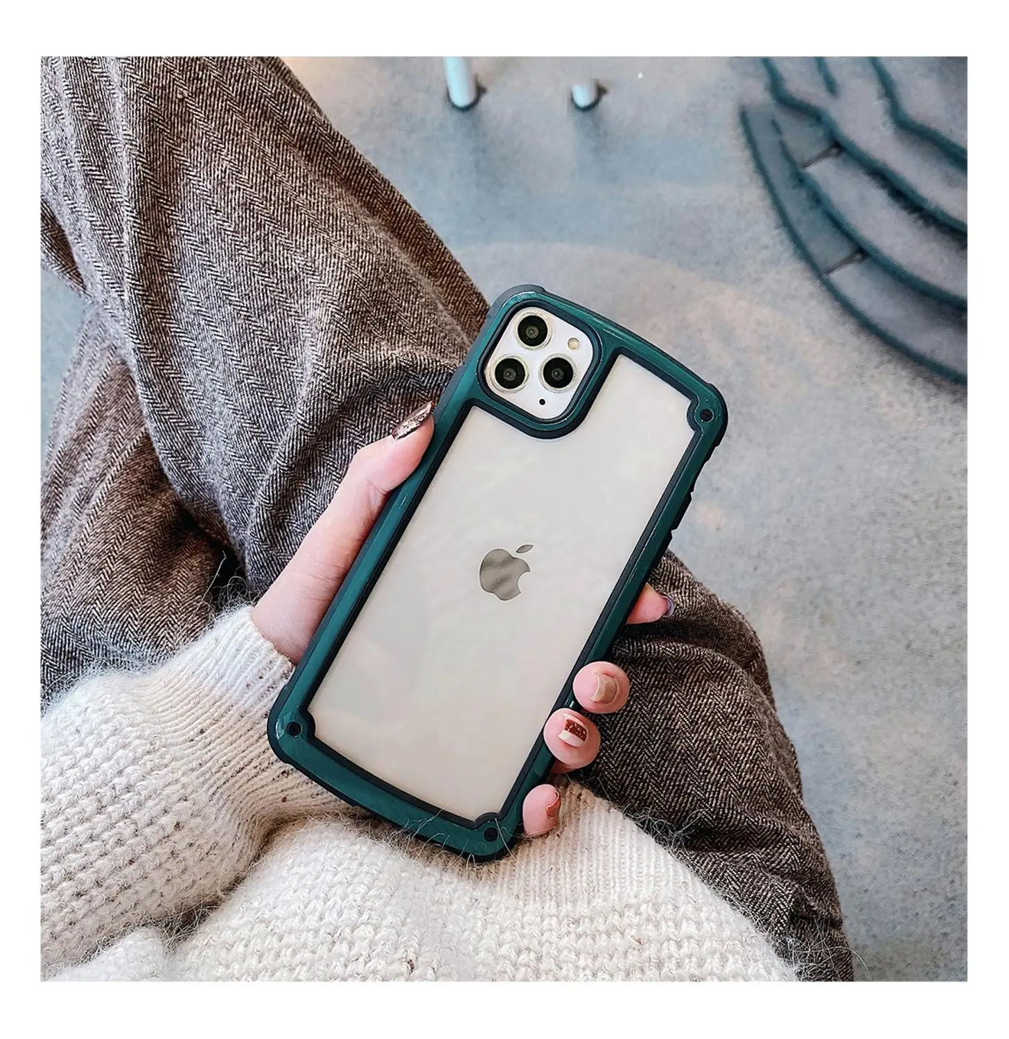 Черный зеленый GlamPhone чехол с защитой от падения Простой однотонный чехол для телефона для iPhone XS Max XR XS 8 8plus 7 7plus 6/6S Plus стильный жесткий чехол - Цвет: Черный зеленый