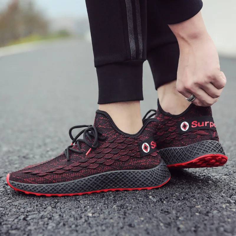 

[] Fly Woven Sports MEN'S SHOES Korean-style Trendy Shoes Casual Floor Lace-up Fish Phosphorus Hot Selling New Products Shoes