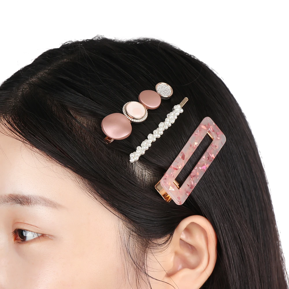 Новые 3 шт/комплект модные жемчужины ацетат геометрические заколки для волос для женщин девочек повязка на голову красивые заколки набор аксессуаров для волос