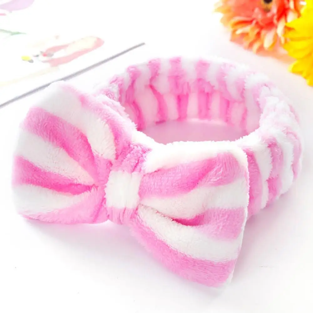 Coral Fleece Bow Hair Bands Solid Color Wash Face Makeup Soft Elastic Headband Turban Head Wraps Hairband Hair Accessories types of hair clips Hair Accessories