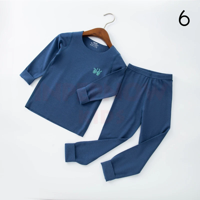INPEPNOW, однотонная одежда для сна детский пижамный комплект, детские пижамы для мальчиков, хлопковые детские пижамы для девочек возрастом от 3 до 8 лет, детская одежда - Цвет: 6