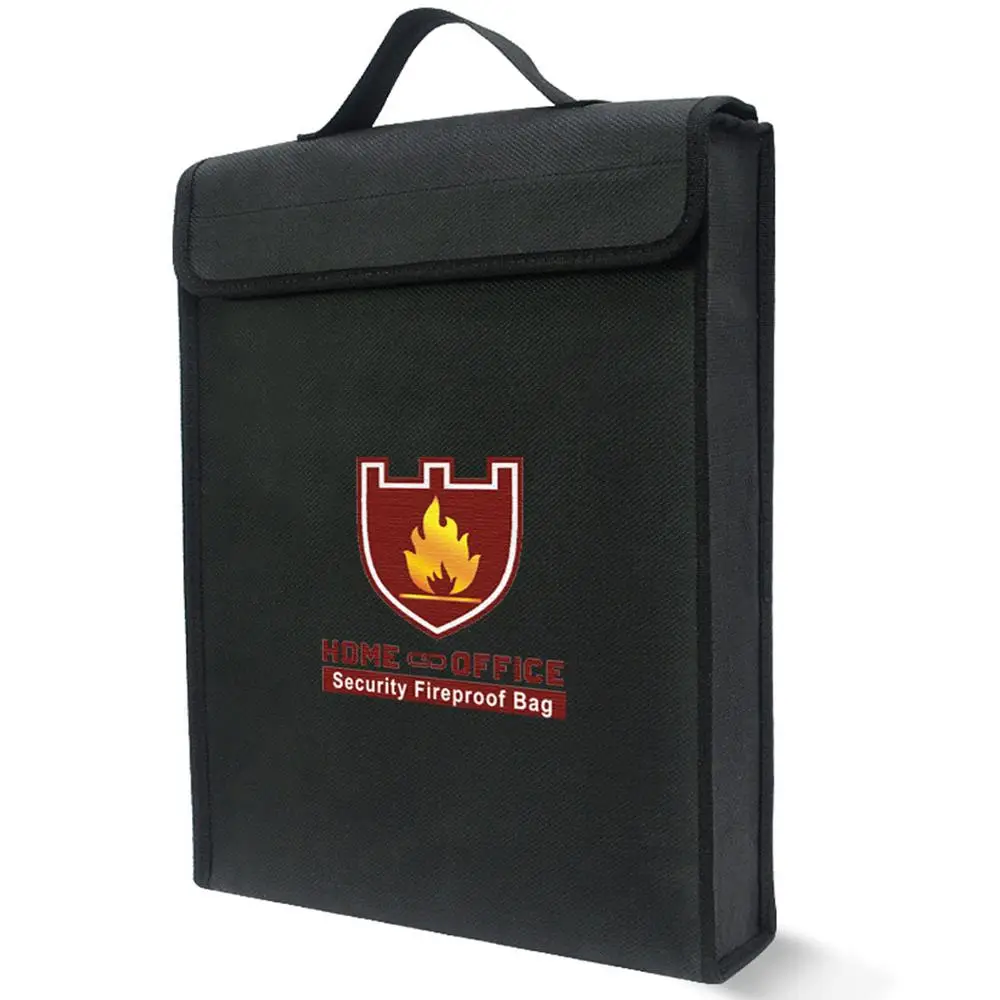 

Document Bag Fireproof File Folder 1000â„ƒ Waterproof Storage Organizer Bag with Dual Closures Handle for Home Office 15x12x3in