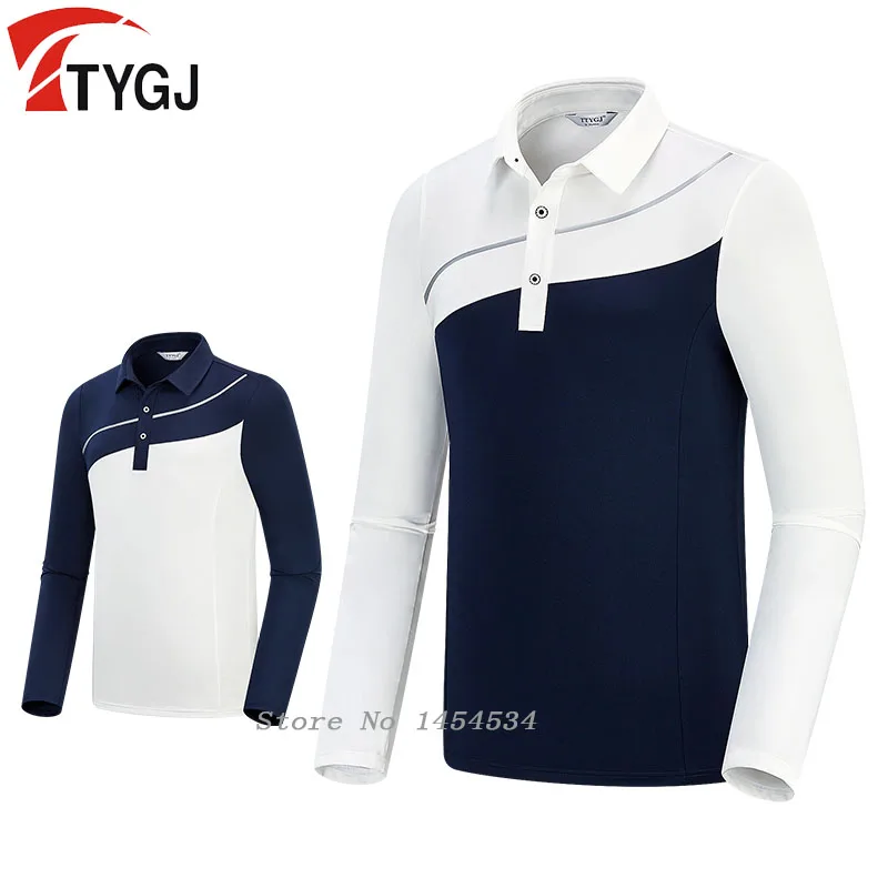 Autumn Winter Clothes Golf Men Long Sleeve Lapel Jersey Shirt Sports Wear Leisure Upper Soft Comfortable High Elasticity Garment