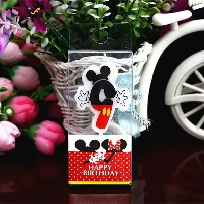 Mickey 9 День рождения Микки и Минни Маус Мышь лампы в форме свечи, для детей 0, 1 2 3 4 5 6 7 8 9 Юбилей торт номера возраст свечи, праздничные принадлежности украшения - Цвет: Mickey 9