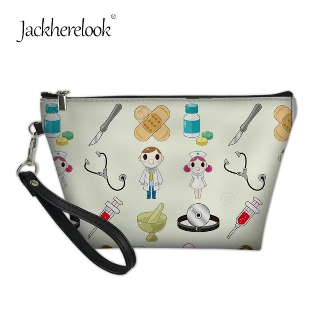 Jackherelook милый мультфильм медицинская медсестры кожаная косметичка теплый уход печатных макияж набор Органайзер несессер сумка для женщин - Цвет: H5807Z8