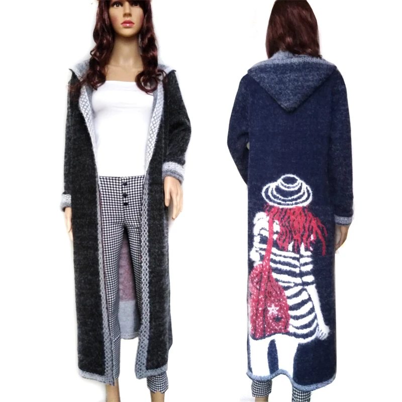 Женский Осенний длинный свитер кардиган из меха норки женское вязаное пальто