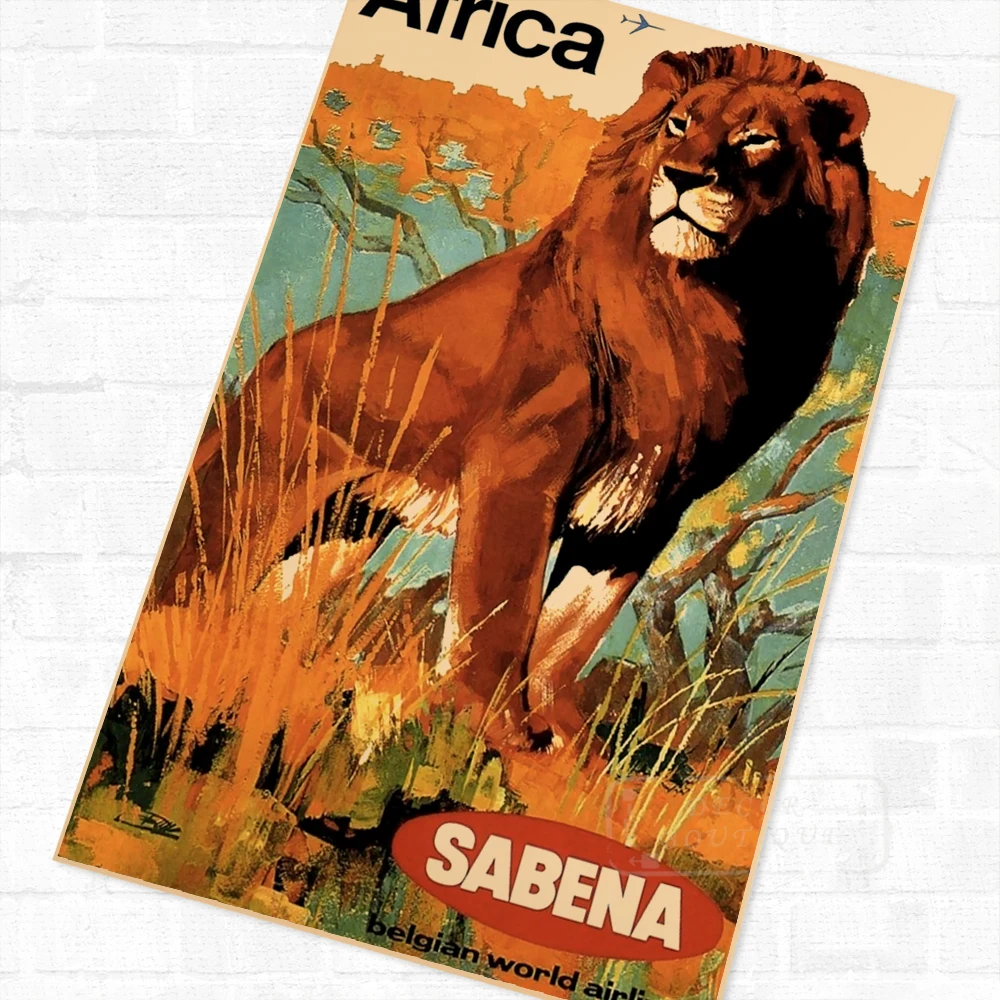 Africa Sabena African Propaganda Vintage Travel Poster Retro Canvas Painting DIY Wall Stickers Art Home Bar Posters Decor Gift | Дом и сад