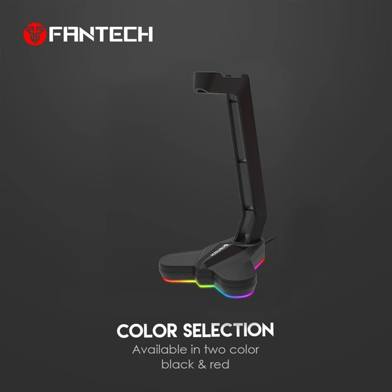 FANTECH AC3001S RGB Headphone Stand Anti Slip and Base Is Aggravating for Multi Function Earphone Stand Black 
