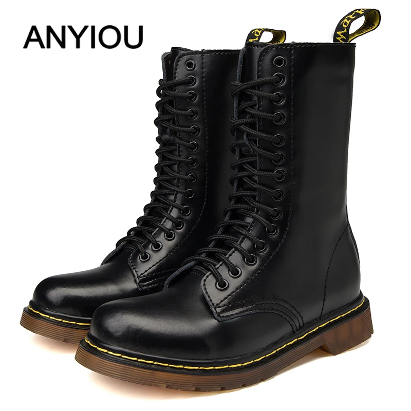 ANYIOU/высококачественные военные ботинки из натуральной кожи для мужчин большие