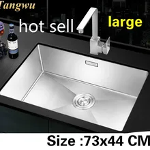 Квартира кухня ручная раковина одинарная мойка пищевой 304 нержавеющая сталь Горячая большой 730x440 мм