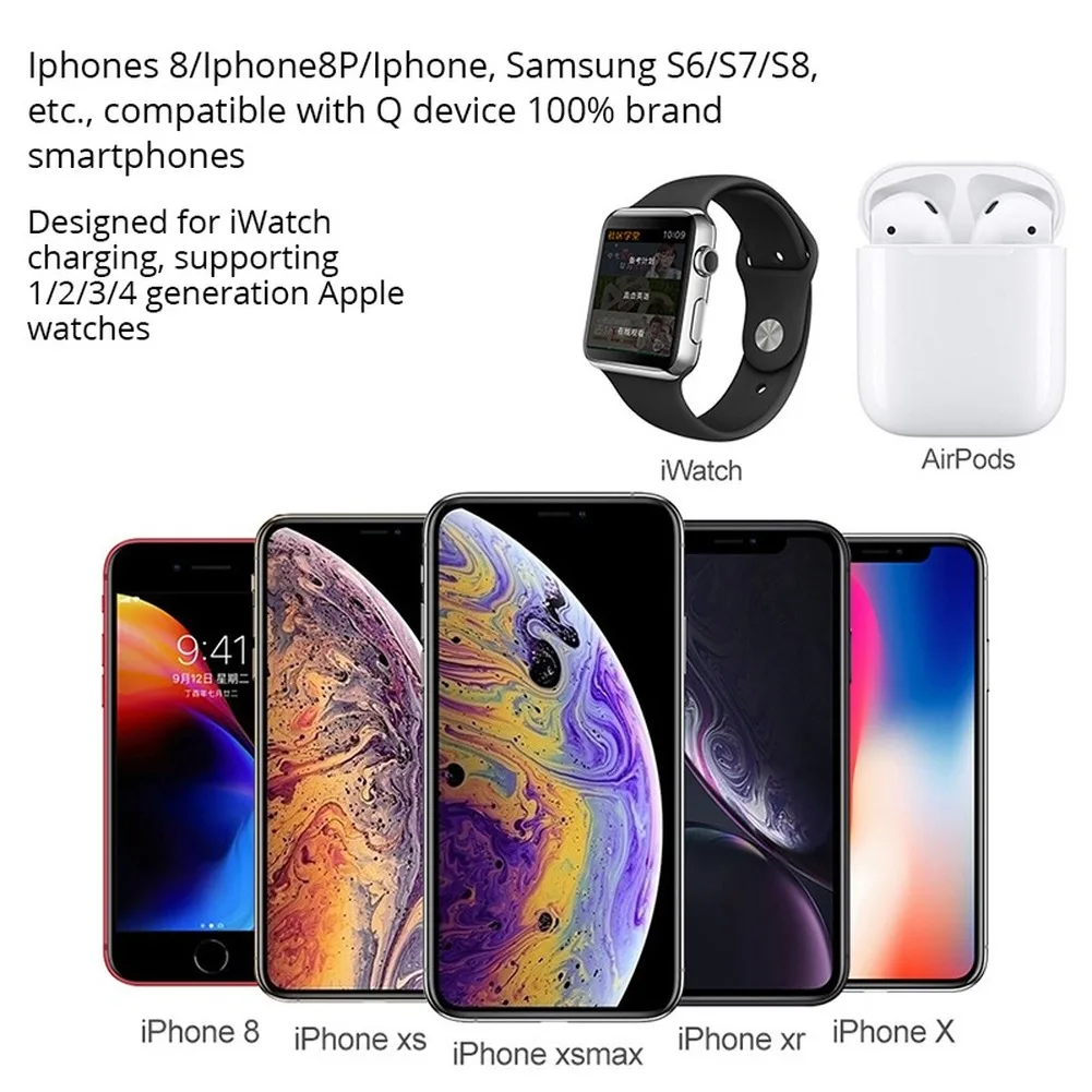 4 в 1 светодиодный светильник QI Беспроводное зарядное устройство для iPhone 11 Pro XS Max XR X настольная лампа Быстрая зарядка для Apple Watch 3 4 AirPods 1 2