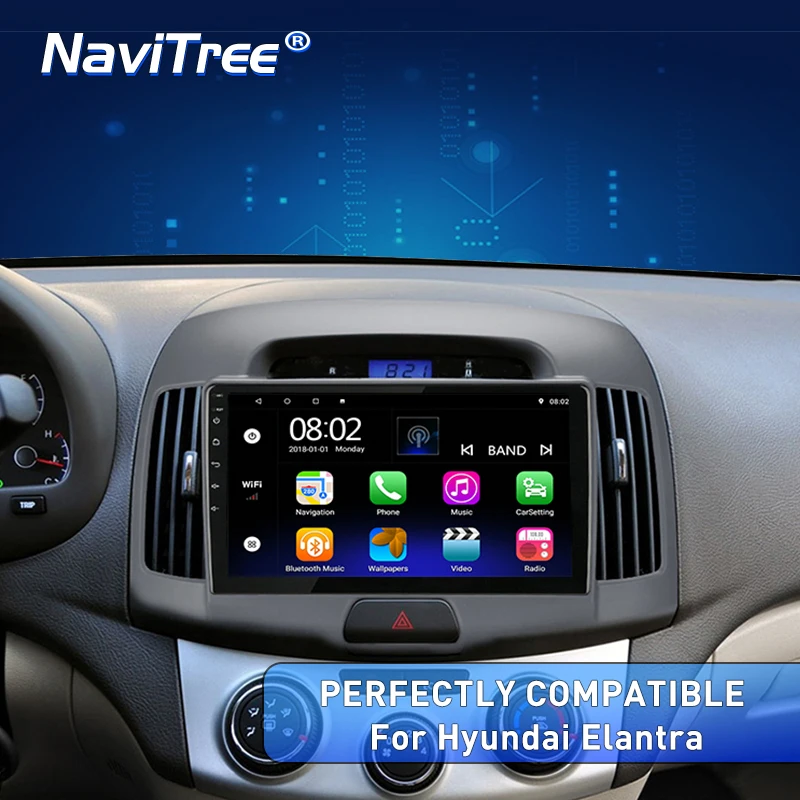 NaviTree 9 дюймов ips 2.5D T3 Android 9,0 автомобильный Радио мультимедиа для hyundai Elantra 2007 2008 2009 2010 2011 поддержка SWC wifi USB