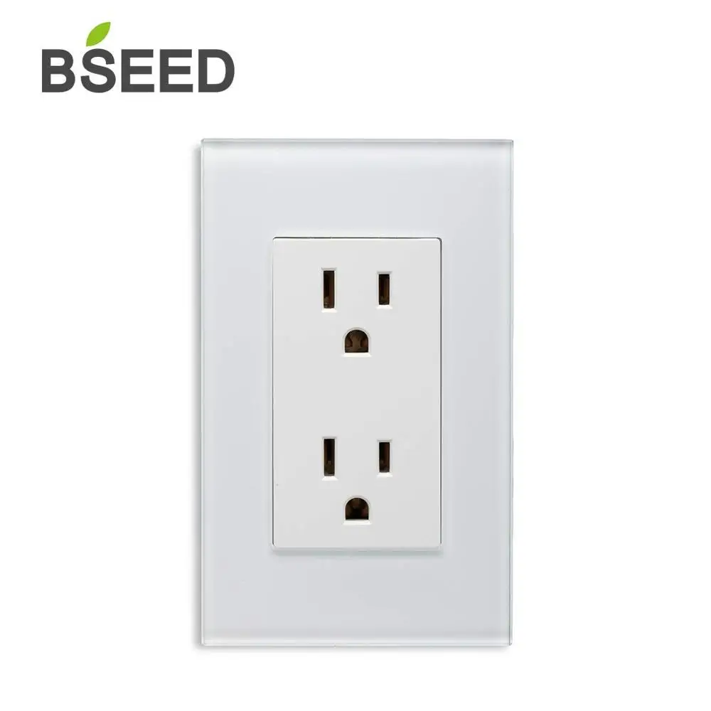 BSEED закаленное стекло панель стандарт США вертикальный дуплексный сосуд электрические розетки черный - Тип: White Wall Socket